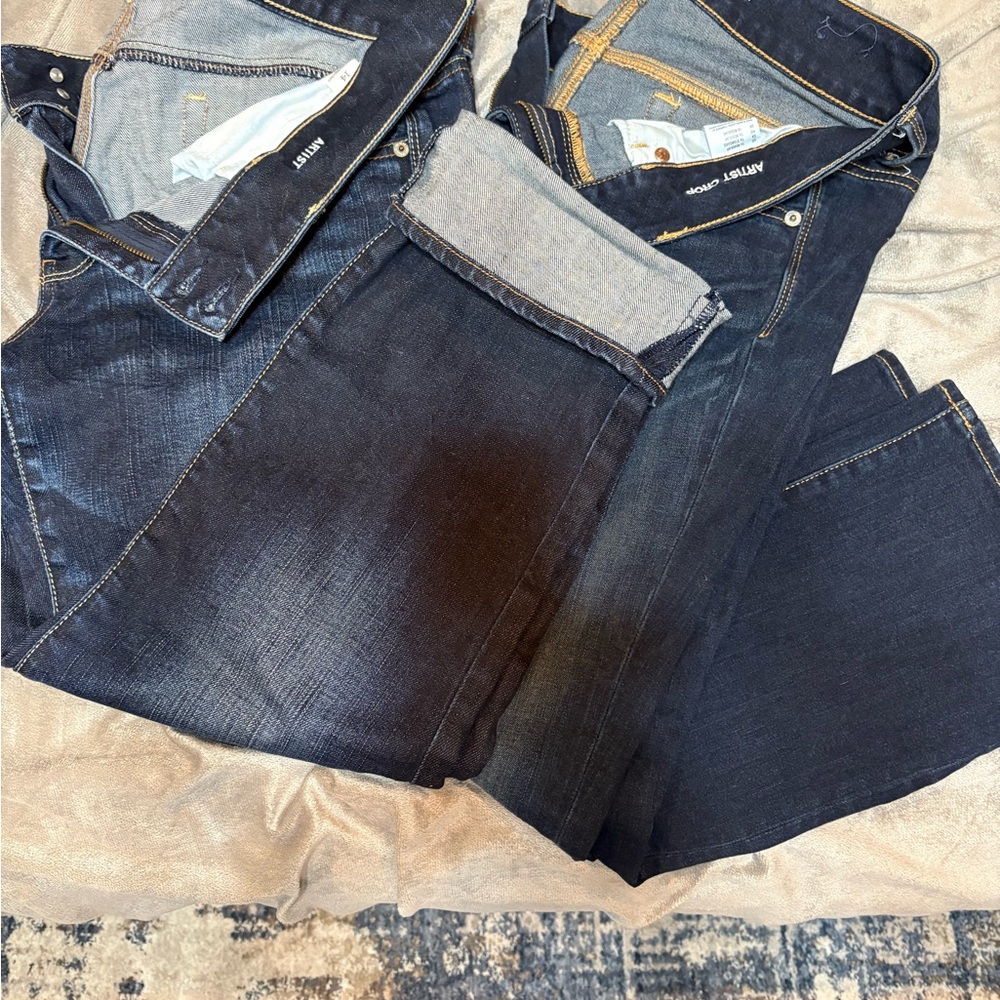 America Eagle 2 pair Artist Crop Jeans size 14.